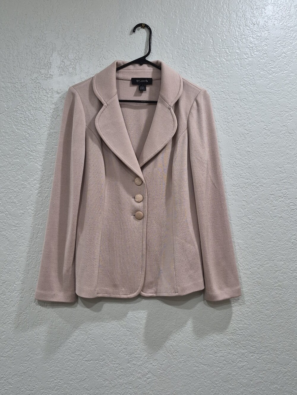 St. John Collection Blush Pink Wool Blend Blazer Jacket Size 8 Tailored - Picture 2 of 10